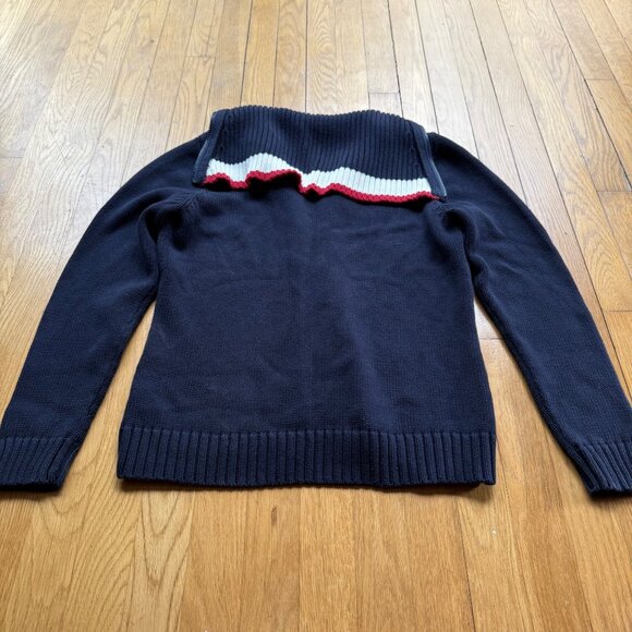 Tommy Hilfiger Jeans M Navy Blue Cotton Cable Knit Full Zip Cardigan Sweater - Picture 14 of 16